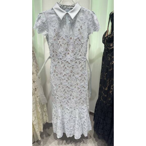 Self Portrait Blue Guipure Lace Midi Dress - Picture 5 of 5